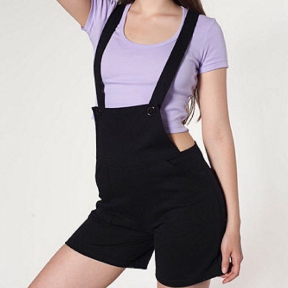 American Apparel Black Overall Shorts NWT